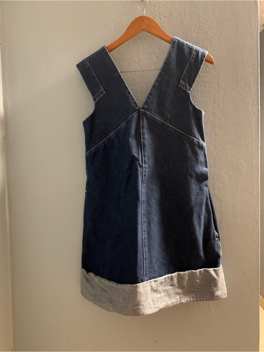 COS Two-Tone Denim Mini Dress in Dark and Light Blue